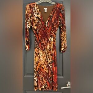 Cache vibrant fall colors wrap dress - sz M